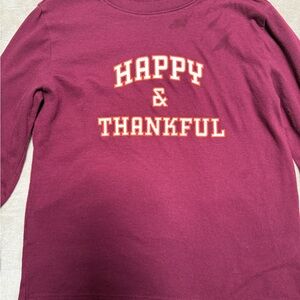 Cat & Jack Maroon 'Happy & Thankful' Kids Shirt